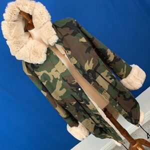 Camouflage Parka with Faux Fur Trim NWT